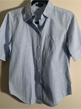 LRL Classic Light Blue Striped women PM Button-Up Shirt